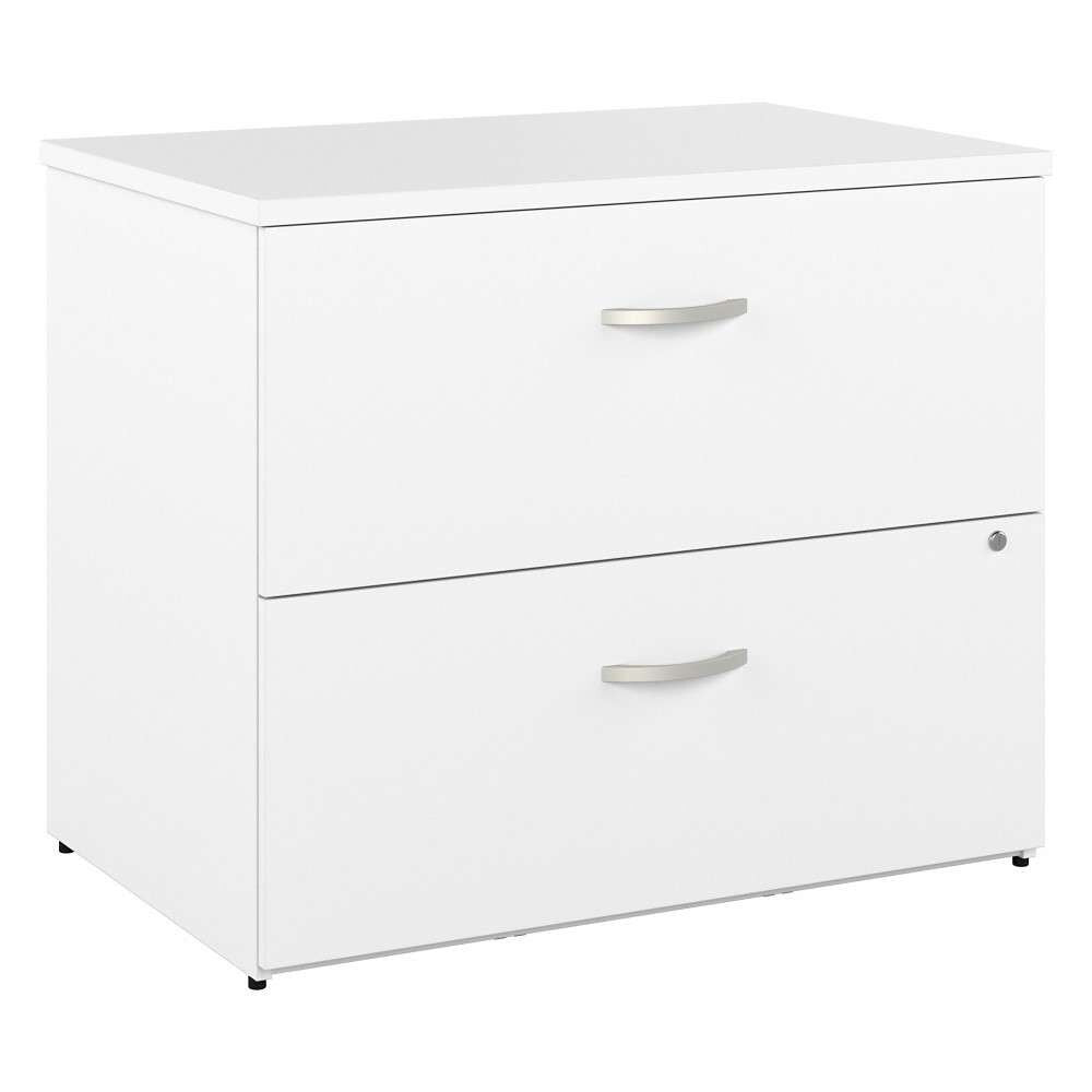 Bush Furniture - Hybrid 2 Drawer Lateral File Cabinet in White - Assembled - HYF136WHSU-Z veiw 2