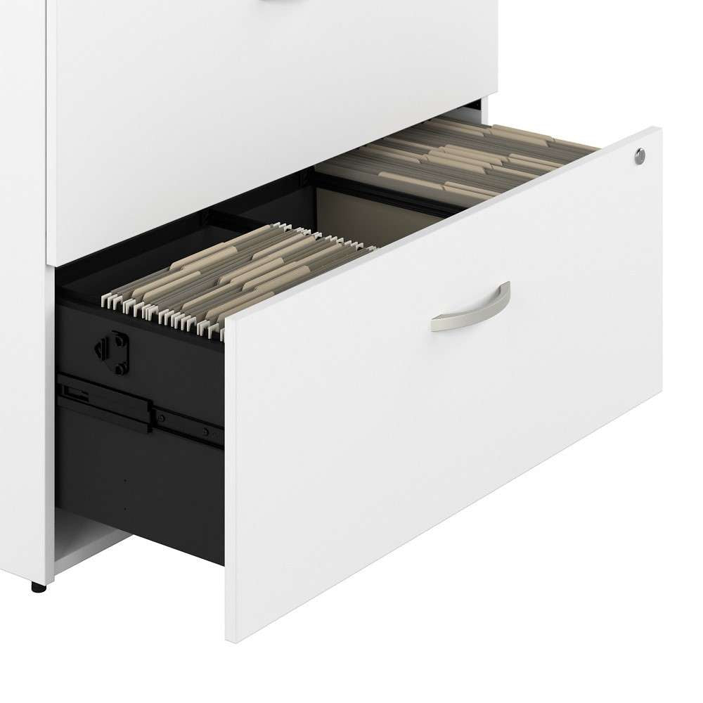 Bush Furniture - Hybrid 2 Drawer Lateral File Cabinet in White - Assembled - HYF136WHSU-Z veiw 5