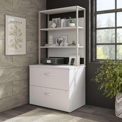 Bush Furniture - Hybrid 2 Drawer Lateral File Cabinet in White - Assembled - HYF136WHSU-Z veiw 8