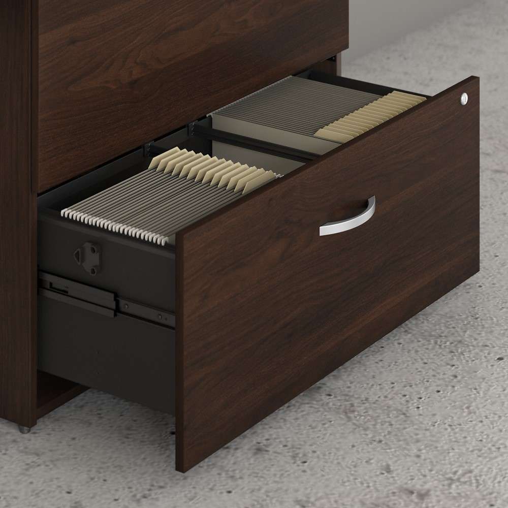 Bush Furniture - Hybrid 2 Drawer Lateral File Cabinet with Shelves in Black Walnut - HYB018BWSU veiw 5