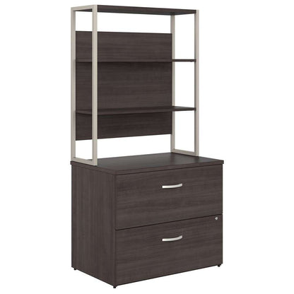 Bush Furniture - Hybrid 2 Drawer Lateral File Cabinet with Shelves in Storm Gray - HYB018SGSU veiw 2