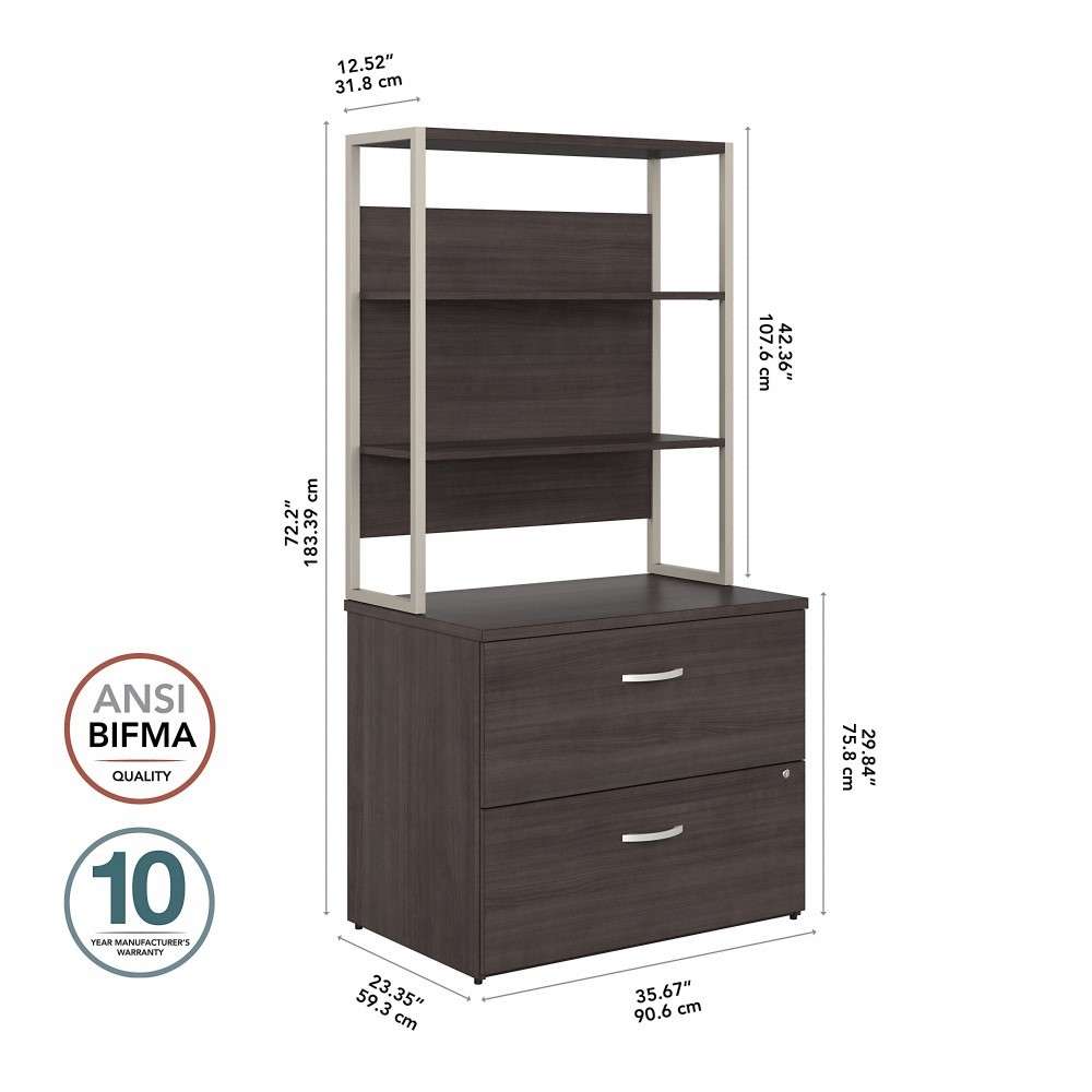 Bush Furniture - Hybrid 2 Drawer Lateral File Cabinet with Shelves in Storm Gray - HYB018SGSU veiw 6