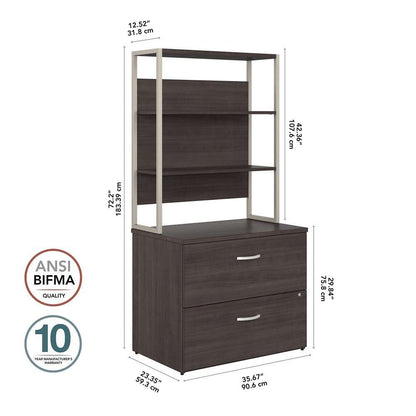 Bush Furniture - Hybrid 2 Drawer Lateral File Cabinet with Shelves in Storm Gray - HYB018SGSU veiw 6