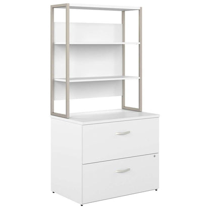 Bush Furniture - Hybrid 2 Drawer Lateral File Cabinet with Shelves in White - HYB018WHSU veiw 2