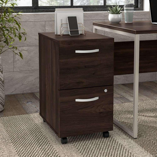 Bush Furniture - Hybrid 2 Drawer Mobile File Cabinet in Black Walnut - Assembled - HYF116BWSU-Z veiw 1