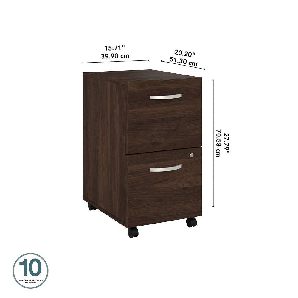 Bush Furniture - Hybrid 2 Drawer Mobile File Cabinet in Black Walnut - Assembled - HYF116BWSU-Z veiw 6