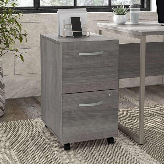 Bush Furniture - Hybrid 2 Drawer Mobile File Cabinet in Platinum Gray - Assembled - HYF116PGSU-Z veiw 1