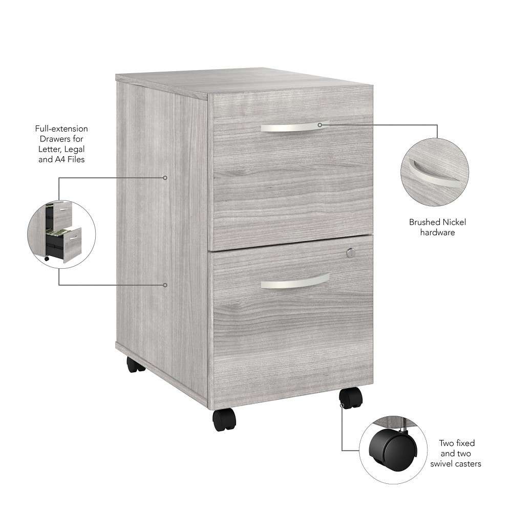 Bush Furniture - Hybrid 2 Drawer Mobile File Cabinet in Platinum Gray - Assembled - HYF116PGSU-Z veiw 3