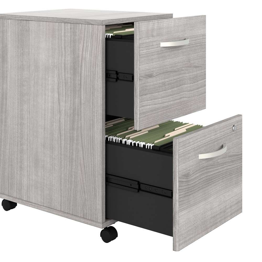 Bush Furniture - Hybrid 2 Drawer Mobile File Cabinet in Platinum Gray - Assembled - HYF116PGSU-Z veiw 5