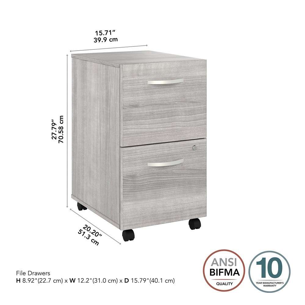 Bush Furniture - Hybrid 2 Drawer Mobile File Cabinet in Platinum Gray - Assembled - HYF116PGSU-Z veiw 6