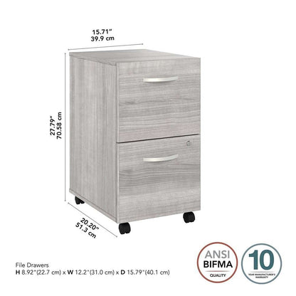Bush Furniture - Hybrid 2 Drawer Mobile File Cabinet in Platinum Gray - Assembled - HYF116PGSU-Z veiw 6