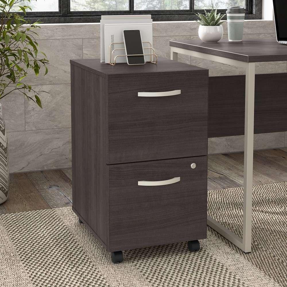 Bush Furniture - Hybrid 2 Drawer Mobile File Cabinet in Storm Gray - Assembled - HYF116SGSU-Z veiw 1
