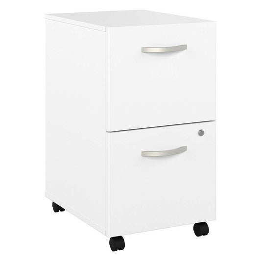Bush Furniture - Hybrid 2 Drawer Mobile File Cabinet in White - Assembled - HYF116WHSU-Z veiw 2