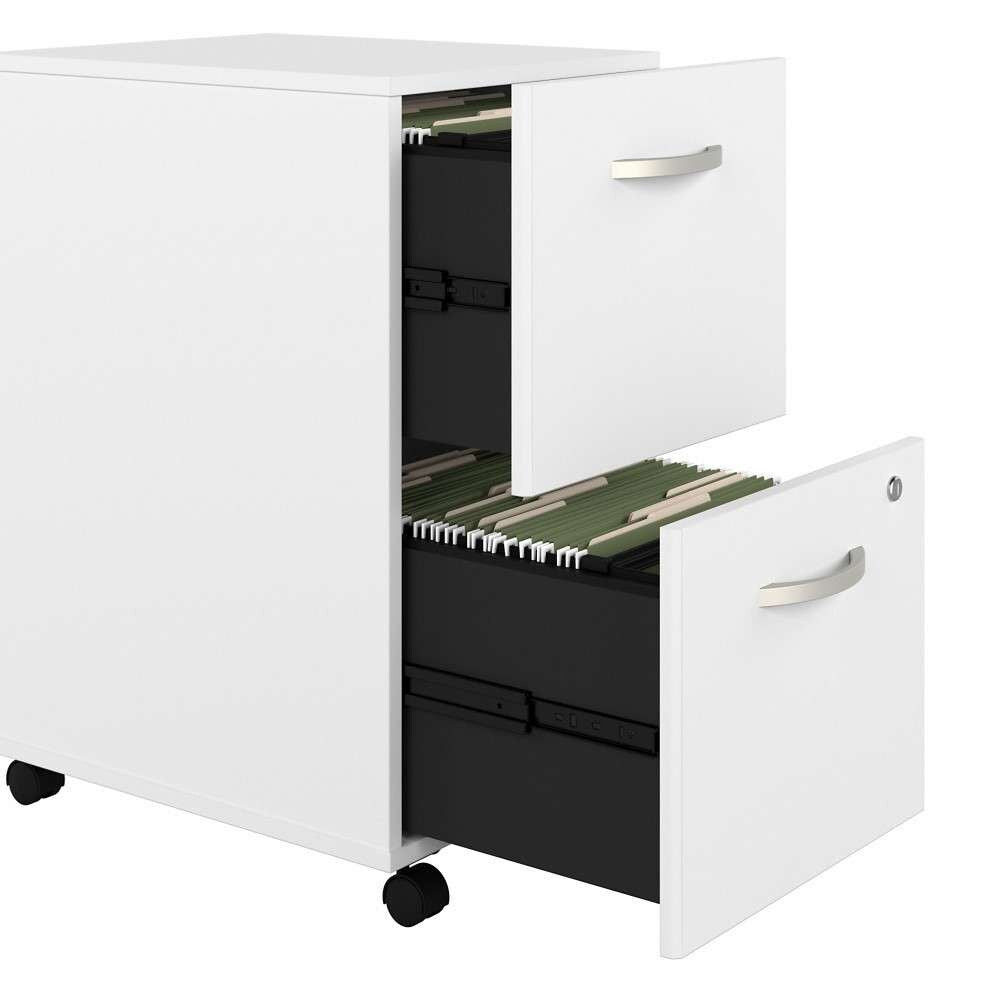 Bush Furniture - Hybrid 2 Drawer Mobile File Cabinet in White - Assembled - HYF116WHSU-Z veiw 5