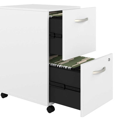 Bush Furniture - Hybrid 2 Drawer Mobile File Cabinet in White - Assembled - HYF116WHSU-Z veiw 5
