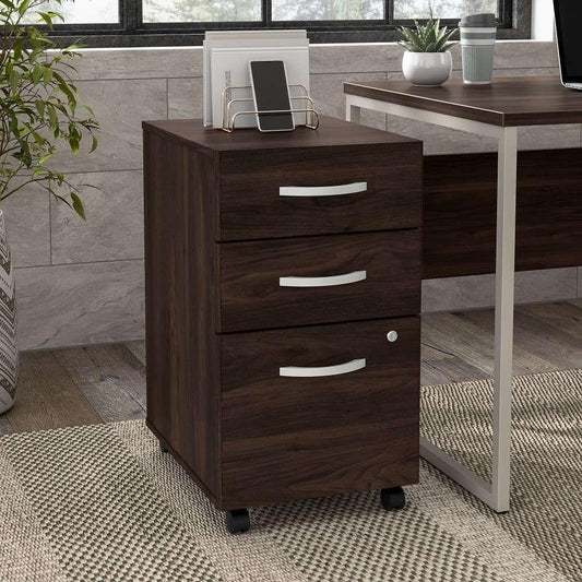 Bush Furniture - Hybrid 3 Drawer Mobile File Cabinet in Black Walnut - Assembled - HYF216BWSU-Z veiw 1