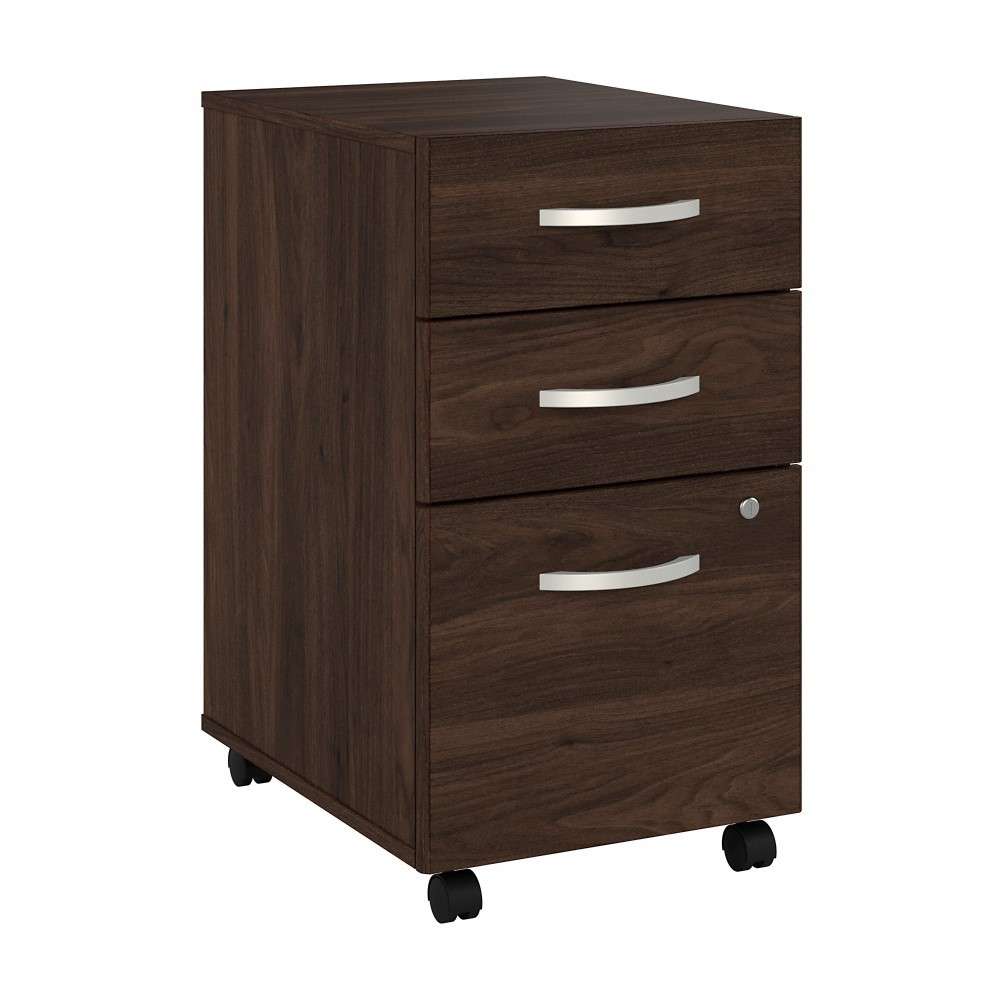 Bush Furniture - Hybrid 3 Drawer Mobile File Cabinet in Black Walnut - Assembled - HYF216BWSU-Z veiw 2