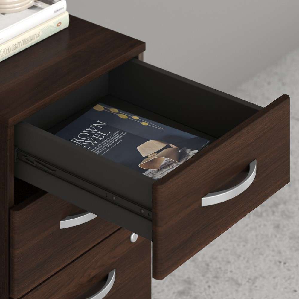 Bush Furniture - Hybrid 3 Drawer Mobile File Cabinet in Black Walnut - Assembled - HYF216BWSU-Z veiw 5
