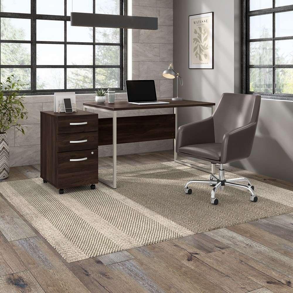 Bush Furniture - Hybrid 3 Drawer Mobile File Cabinet in Black Walnut - Assembled - HYF216BWSU-Z veiw 8