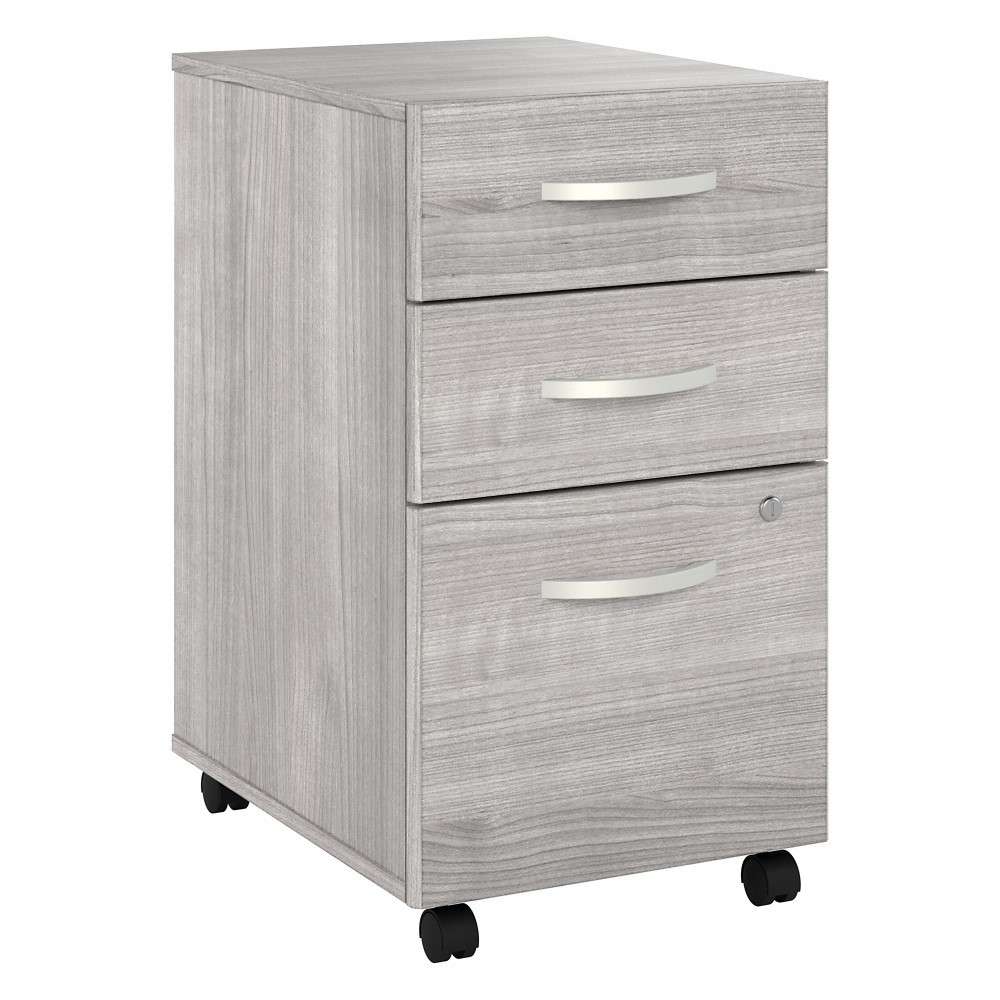 Bush Furniture - Hybrid 3 Drawer Mobile File Cabinet in Platinum Gray - Assembled - HYF216PGSU-Z veiw 2