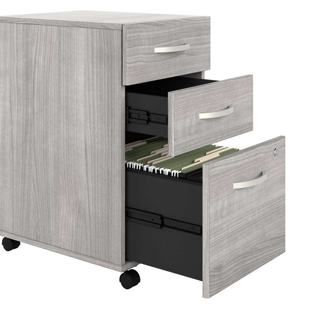 Bush Furniture - Hybrid 3 Drawer Mobile File Cabinet in Platinum Gray - Assembled - HYF216PGSU-Z veiw 5