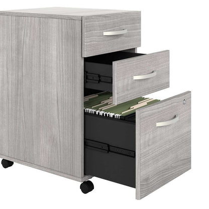 Bush Furniture - Hybrid 3 Drawer Mobile File Cabinet in Platinum Gray - Assembled - HYF216PGSU-Z veiw 5