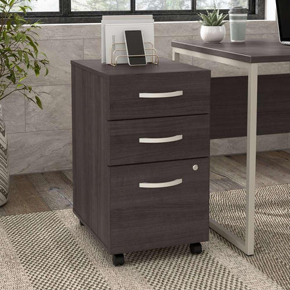 Bush Furniture - Hybrid 3 Drawer Mobile File Cabinet in Storm Gray - Assembled - HYF216SGSU-Z veiw 1