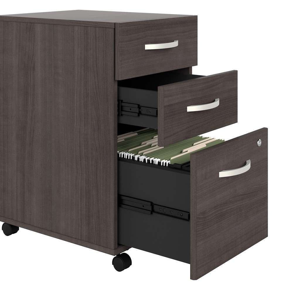 Bush Furniture - Hybrid 3 Drawer Mobile File Cabinet in Storm Gray - Assembled - HYF216SGSU-Z veiw 5