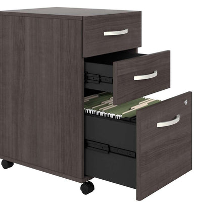 Bush Furniture - Hybrid 3 Drawer Mobile File Cabinet in Storm Gray - Assembled - HYF216SGSU-Z veiw 5