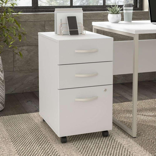 Bush Furniture - Hybrid 3 Drawer Mobile File Cabinet in White - Assembled - HYF216WHSU-Z veiw 1