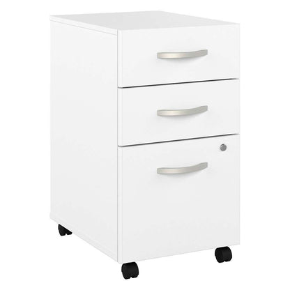 Bush Furniture - Hybrid 3 Drawer Mobile File Cabinet in White - Assembled - HYF216WHSU-Z veiw 2