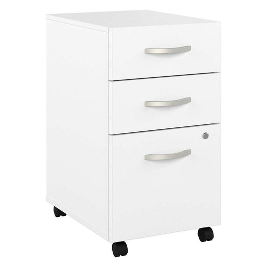 Bush Furniture - Hybrid 3 Drawer Mobile File Cabinet in White - Assembled - HYF216WHSU-Z veiw 2