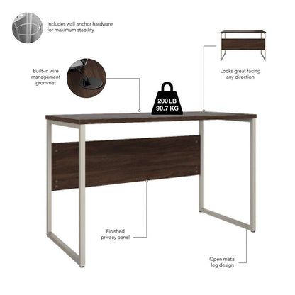 Bush Furniture - Hybrid 48W x 24D Computer Table Desk with Metal Legs in Black Walnut - HYD148BW veiw 3