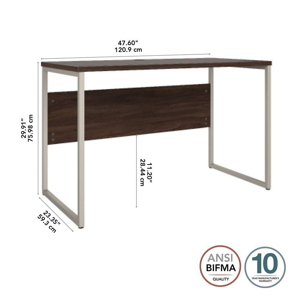 Bush Furniture - Hybrid 48W x 24D Computer Table Desk with Metal Legs in Black Walnut - HYD148BW veiw 6