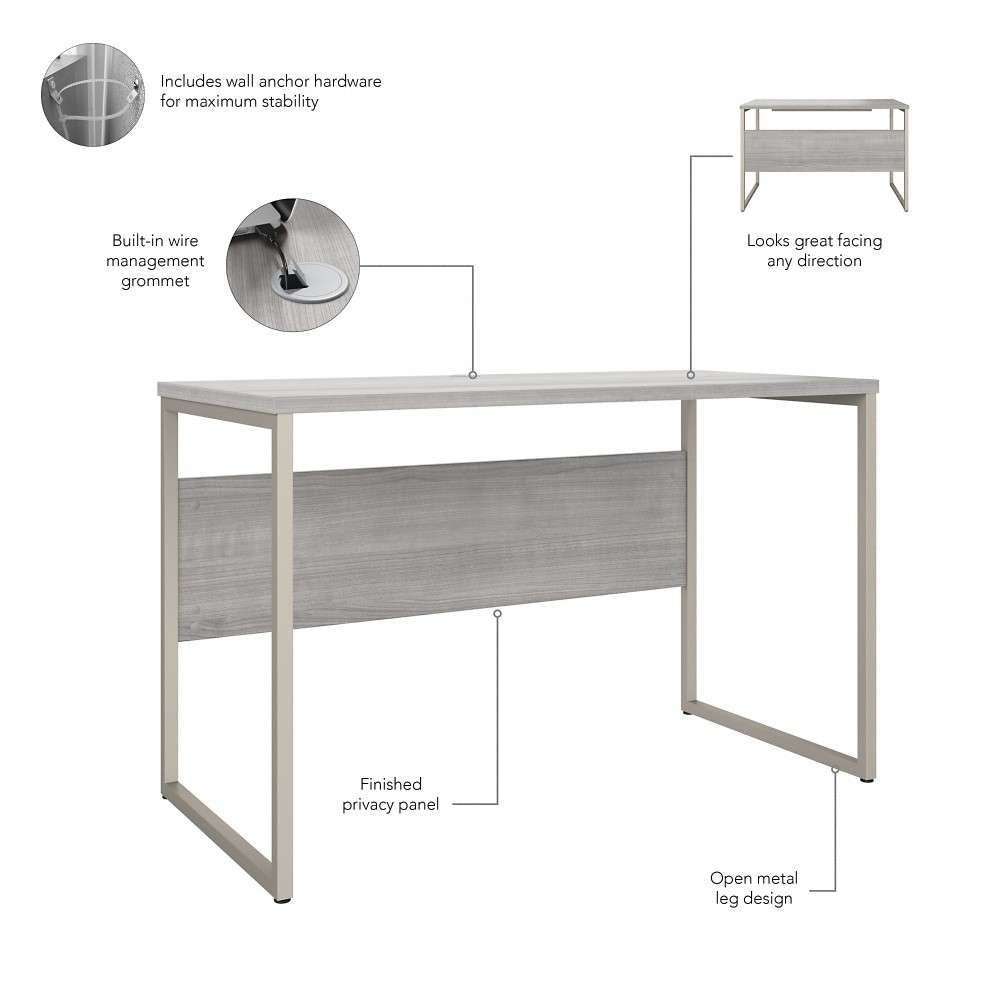 Bush Furniture - Hybrid 48W x 24D Computer Table Desk with Metal Legs in Platinum Gray - HYD148PG veiw 3