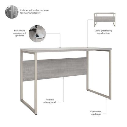 Bush Furniture - Hybrid 48W x 24D Computer Table Desk with Metal Legs in Platinum Gray - HYD148PG veiw 3