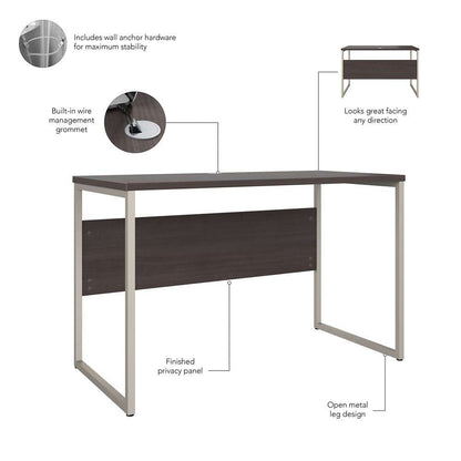 Bush Furniture - Hybrid 48W x 24D Computer Table Desk with Metal Legs in Storm Gray - HYD148SG veiw 3