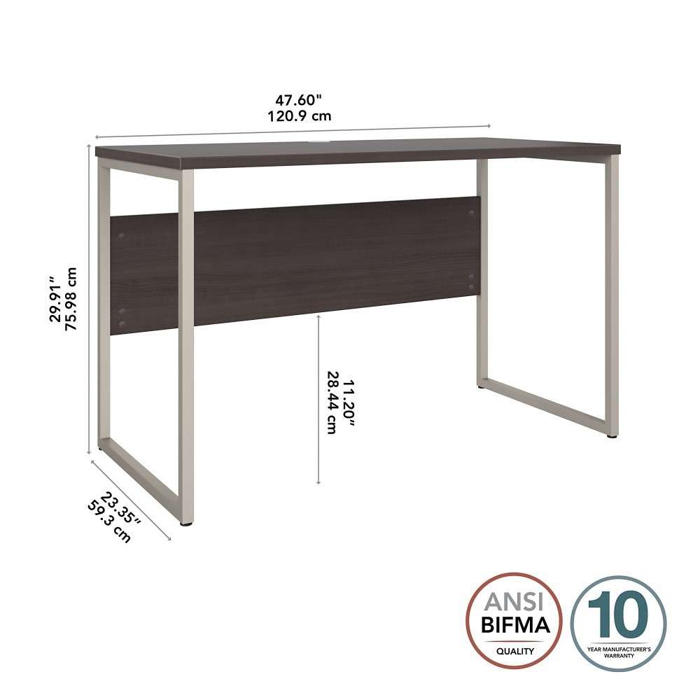 Bush Furniture - Hybrid 48W x 24D Computer Table Desk with Metal Legs in Storm Gray - HYD148SG veiw 6