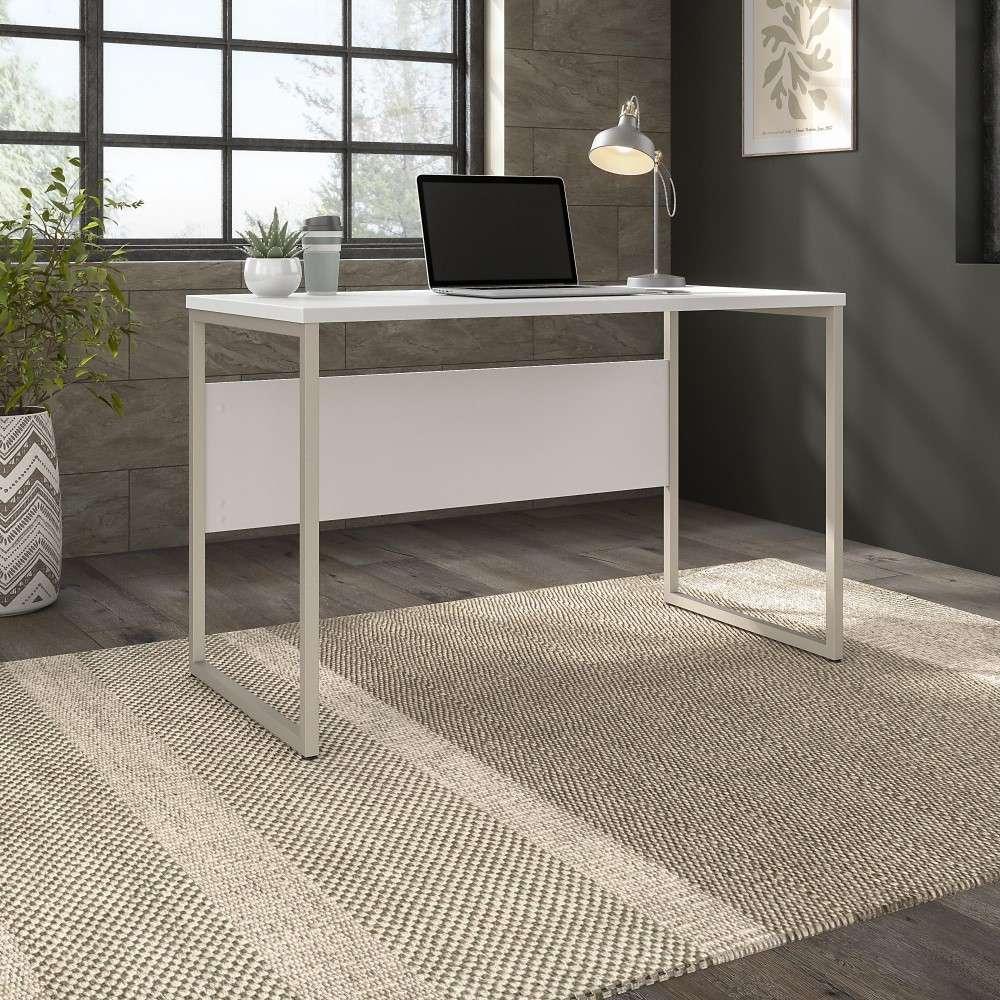 Bush Furniture - Hybrid 48W x 24D Computer Table Desk with Metal Legs in White - HYD148WH veiw 1