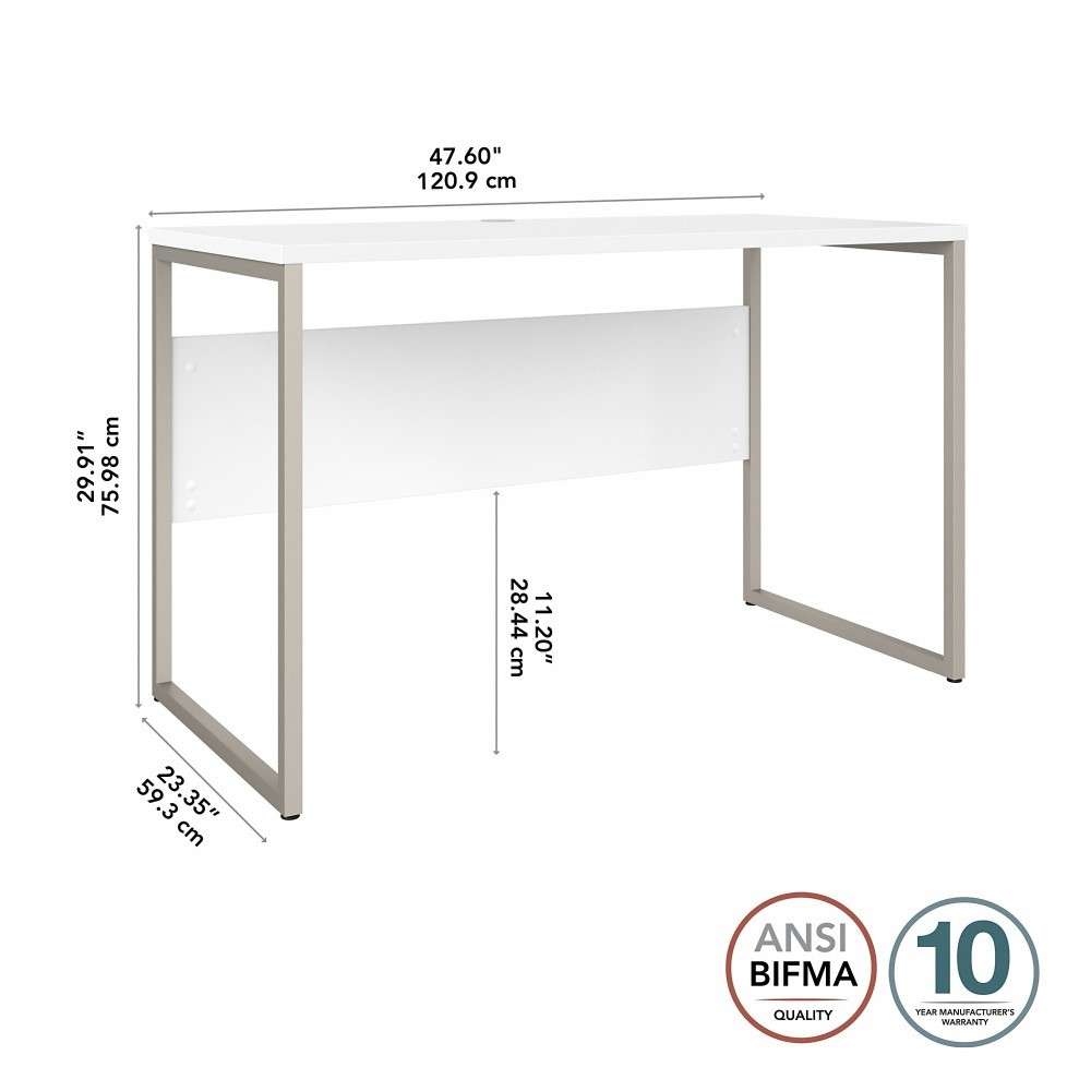 Bush Furniture - Hybrid 48W x 24D Computer Table Desk with Metal Legs in White - HYD148WH veiw 6