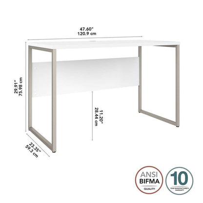 Bush Furniture - Hybrid 48W x 24D Computer Table Desk with Metal Legs in White - HYD148WH veiw 6