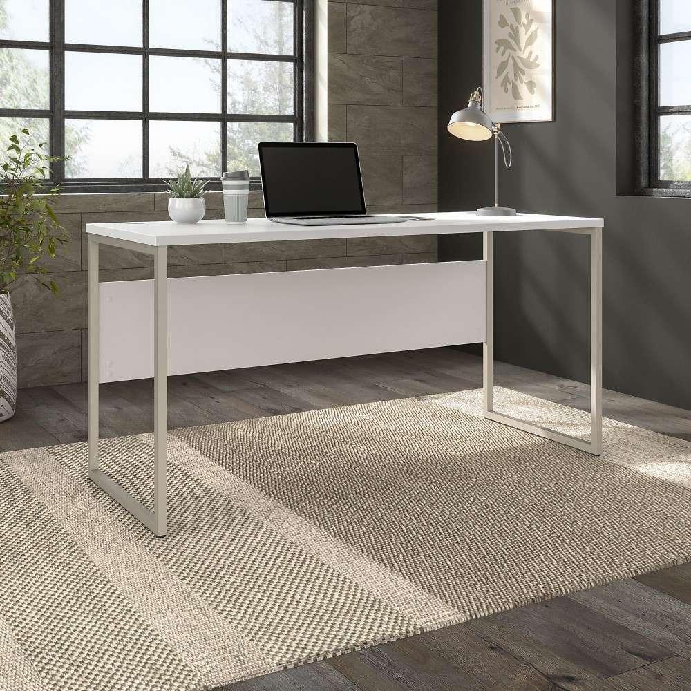 Bush Furniture - Hybrid 60W x 24D Computer Table Desk with Metal Legs in White - HYD260WH veiw 1