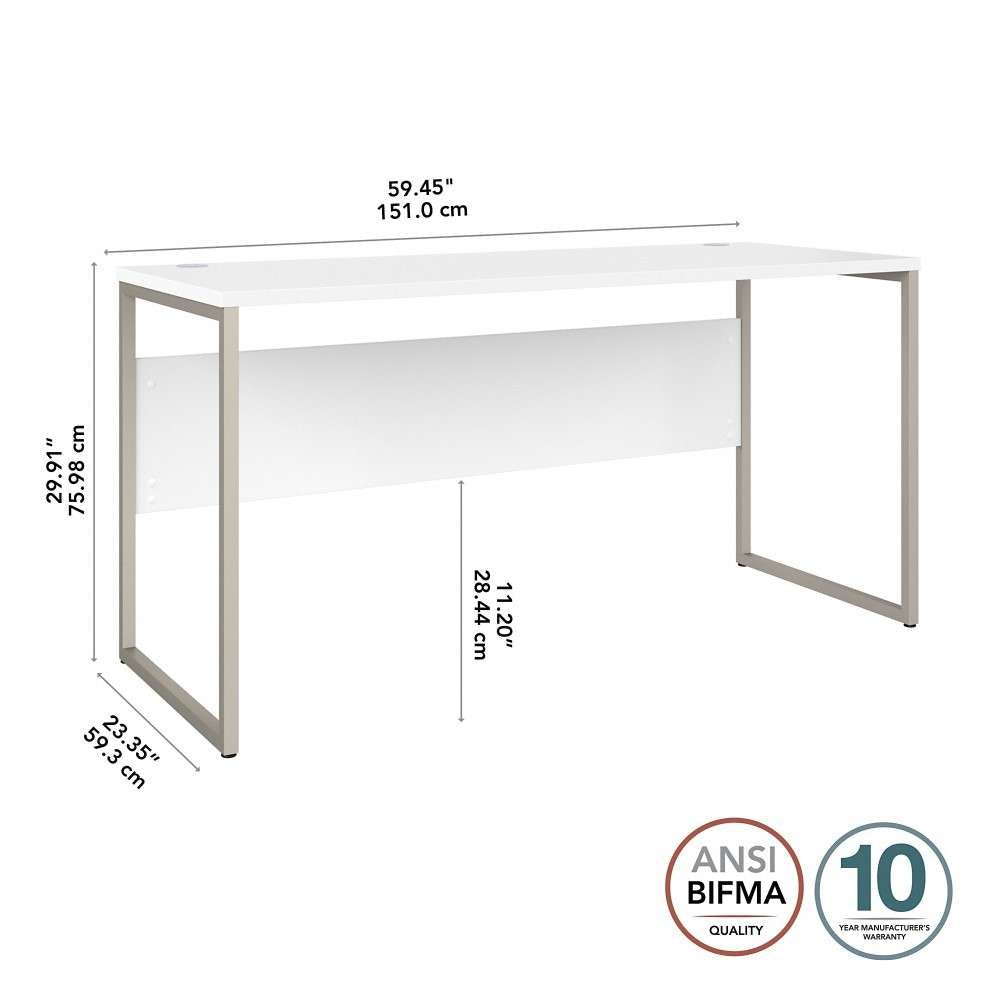 Bush Furniture - Hybrid 60W x 24D Computer Table Desk with Metal Legs in White - HYD260WH veiw 5