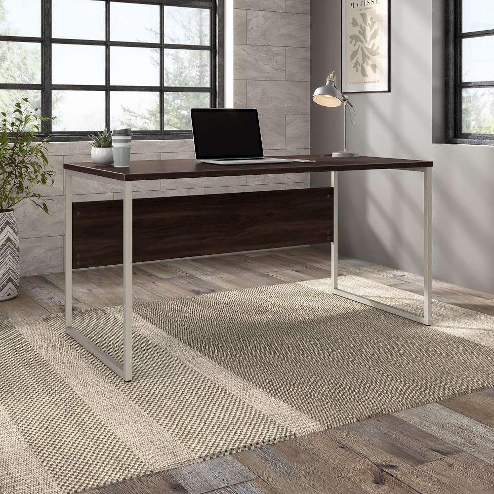 Bush Furniture - Hybrid 60W x 30D Computer Table Desk with Metal Legs in Black Walnut - HYD360BW veiw 1