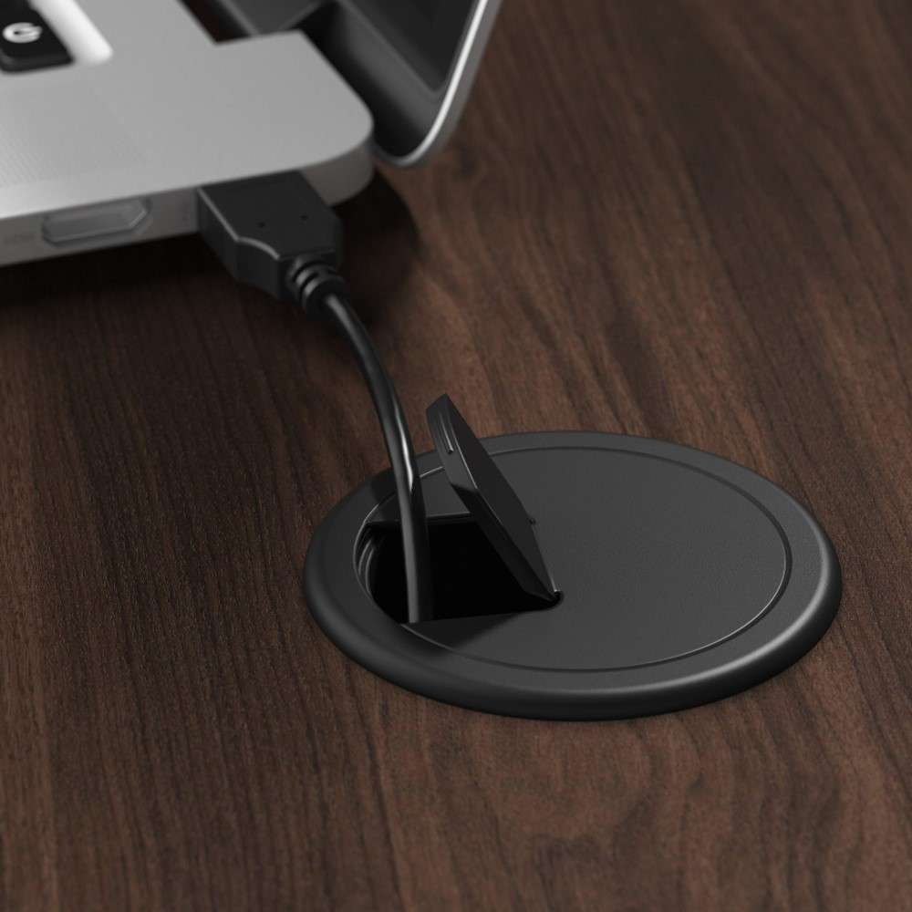 Bush Furniture - Hybrid 60W x 30D Computer Table Desk with Metal Legs in Black Walnut - HYD360BW veiw 4