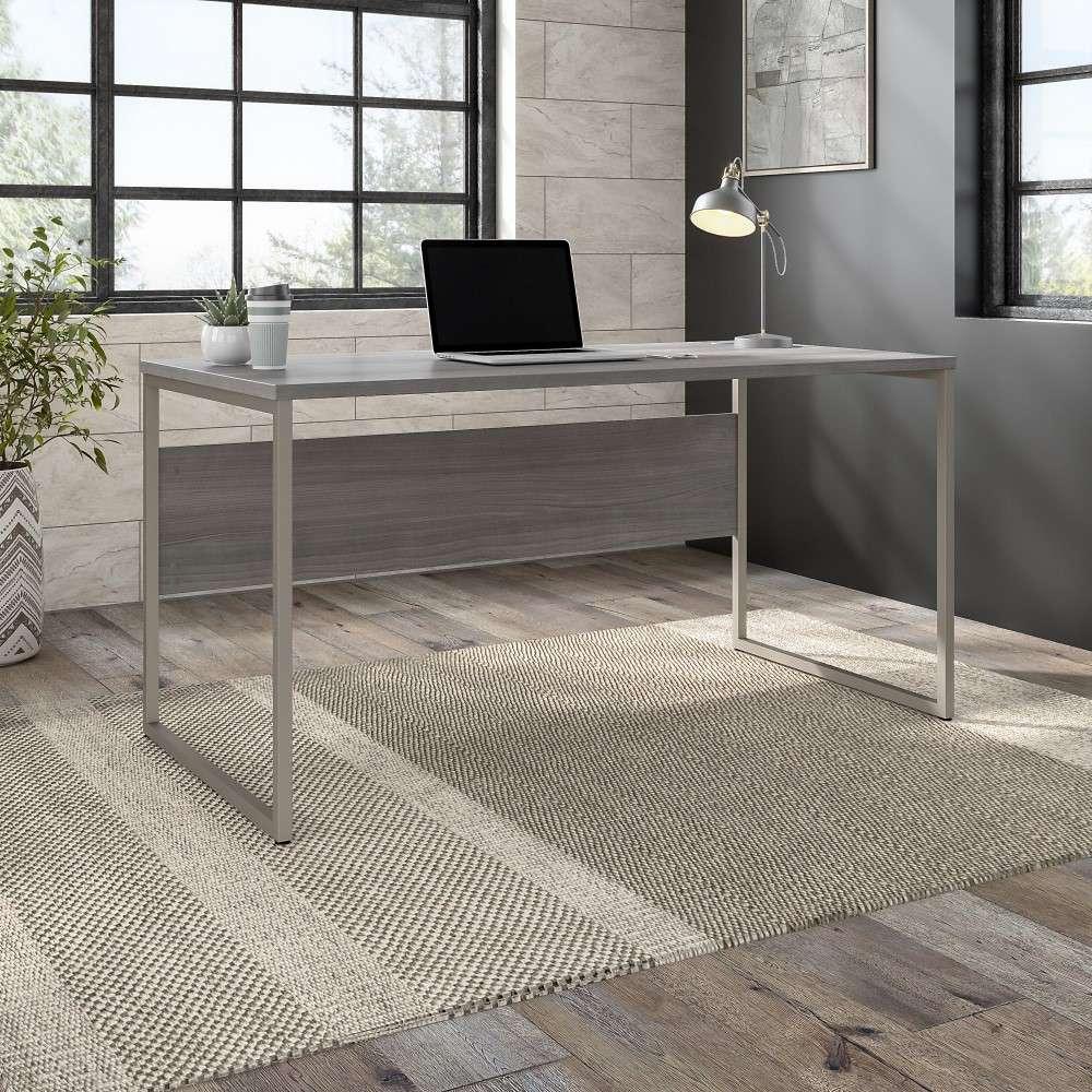 Bush Furniture - Hybrid 60W x 30D Computer Table Desk with Metal Legs in Platinum Gray - HYD360PG veiw 1