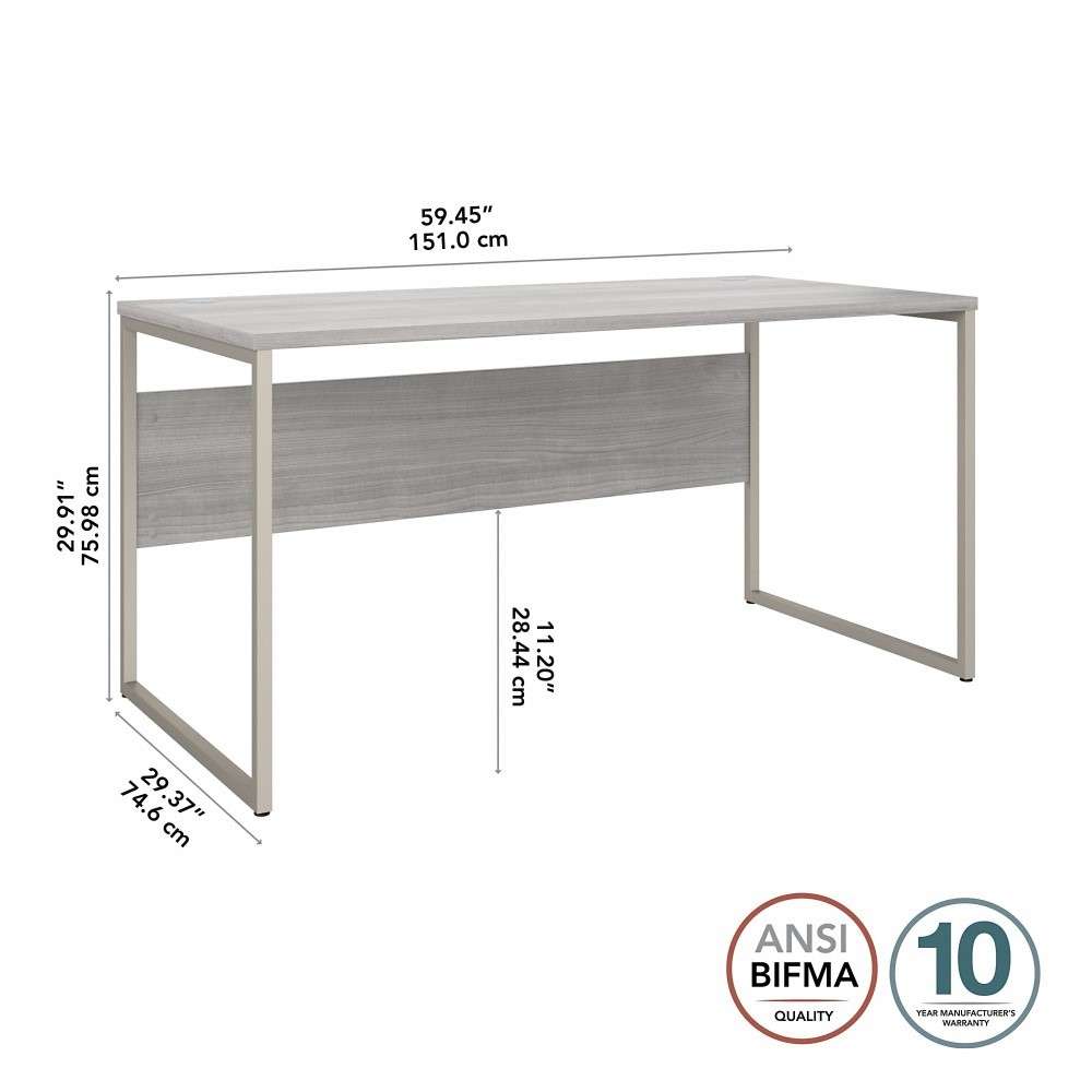 Bush Furniture - Hybrid 60W x 30D Computer Table Desk with Metal Legs in Platinum Gray - HYD360PG veiw 6