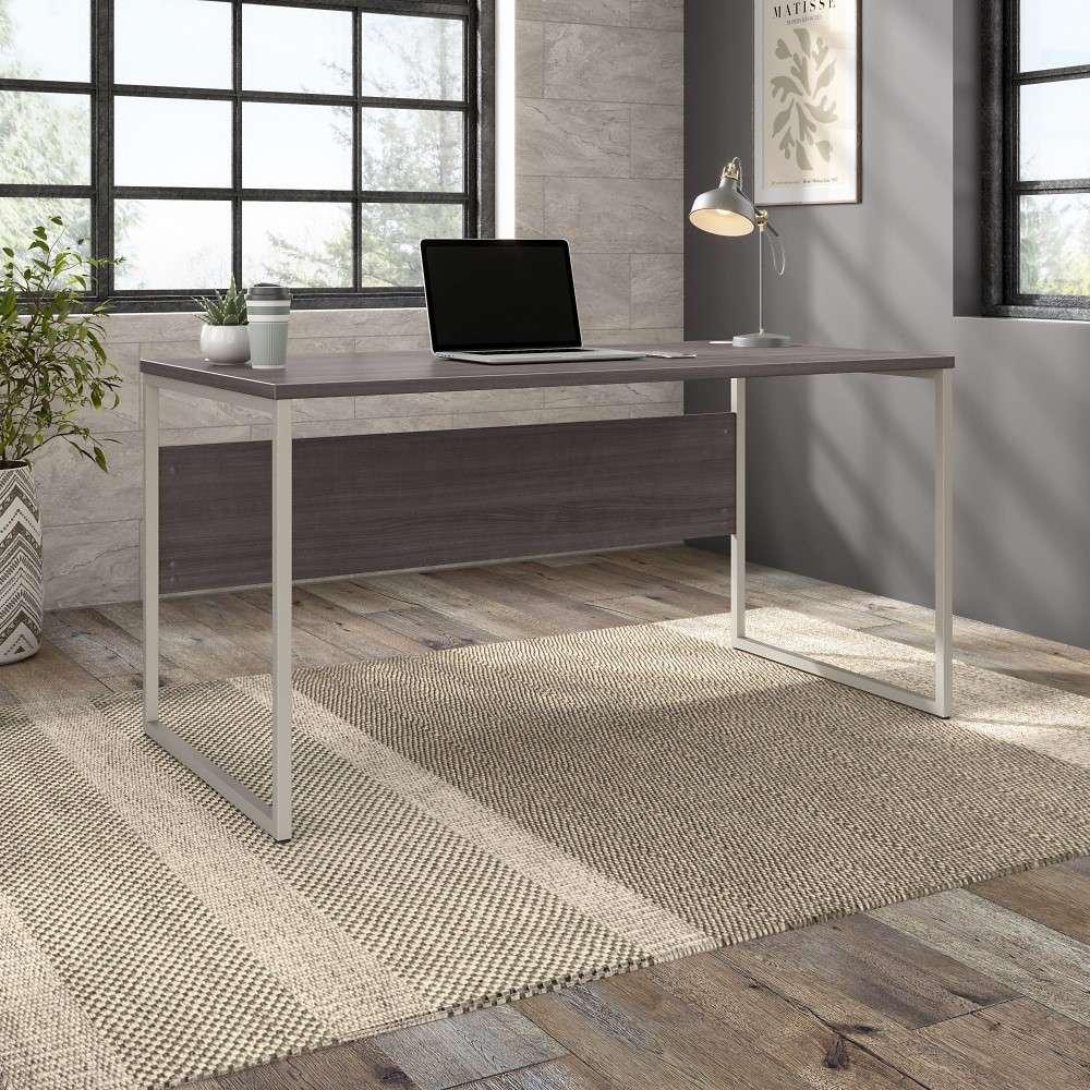 Bush Furniture - Hybrid 60W x 30D Computer Table Desk with Metal Legs in Storm Gray - HYD360SG veiw 1