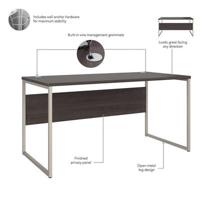 Bush Furniture - Hybrid 60W x 30D Computer Table Desk with Metal Legs in Storm Gray - HYD360SG veiw 3