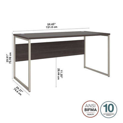 Bush Furniture - Hybrid 60W x 30D Computer Table Desk with Metal Legs in Storm Gray - HYD360SG veiw 6